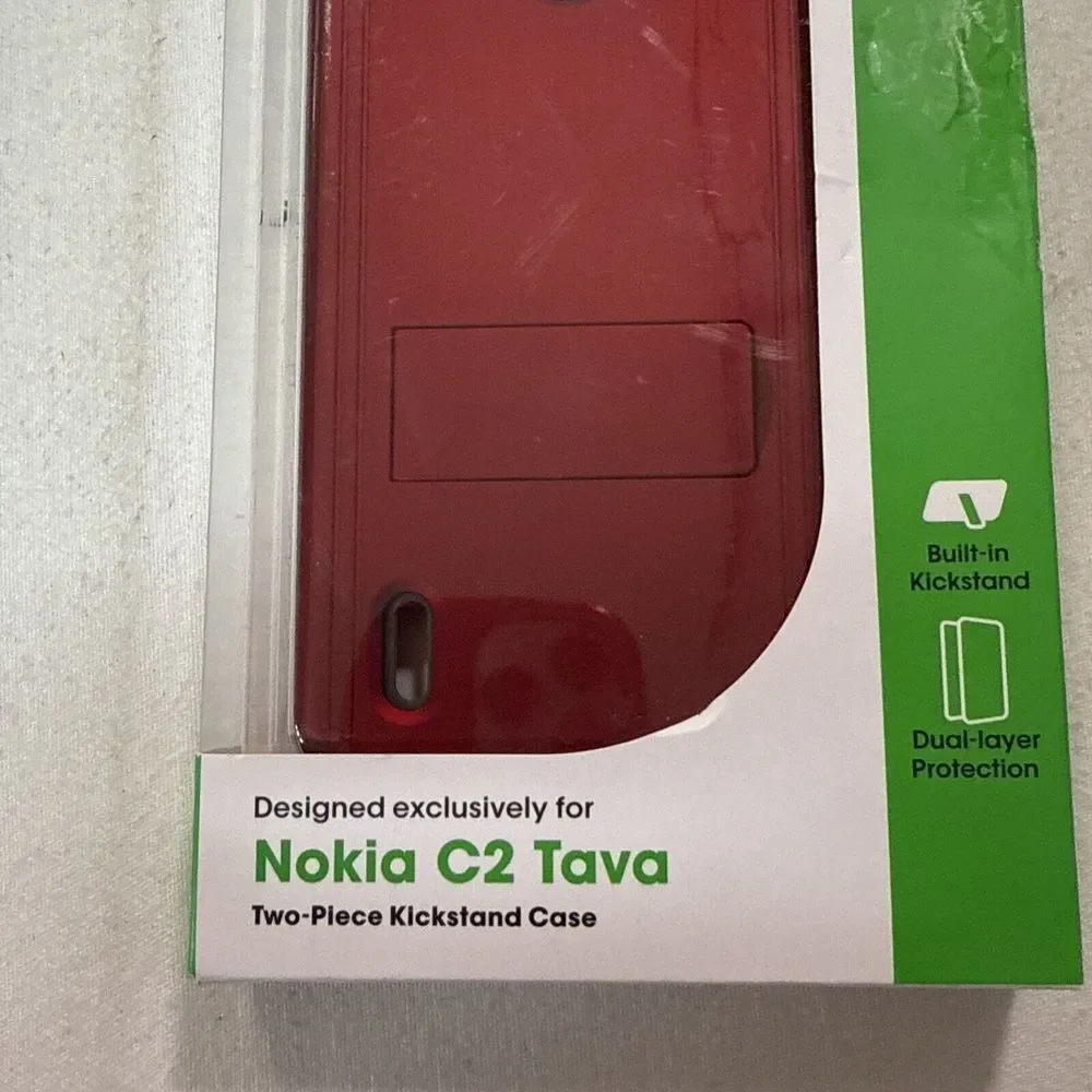 Cricket Nokia C2 Tava Case Cover Piece Kickstand Red‎